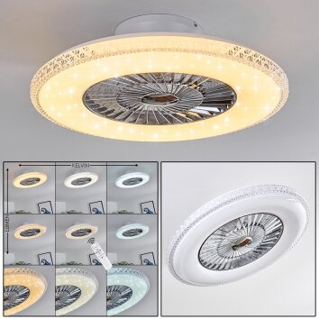 Piacenza ventilatore da soffitto LED Cromo, Bianco, 1-Luce, Telecomando