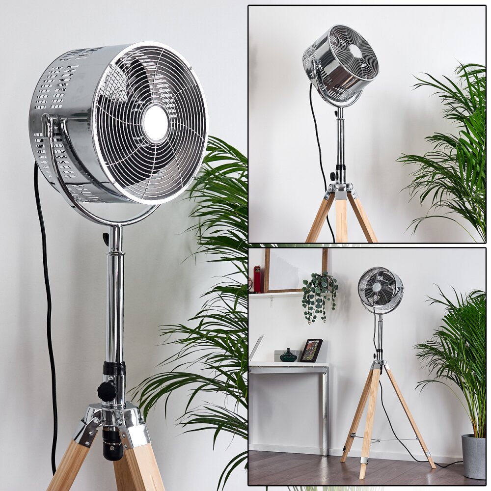Magaluf Ventilatore da terra Cromo, Legno chiaro main product photo