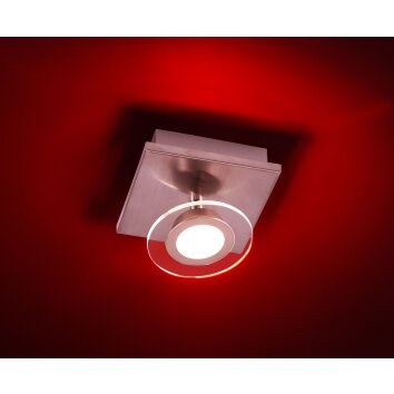Leuchten Direkt LOLA-MIKE Plafoniera LED Acciaio inox, 1-Luce, Telecomando, Cambia colore