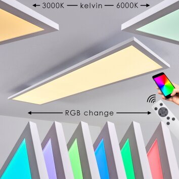 Salmi Plafoniera LED Bianco, 1-Luce, Telecomando, Cambia colore