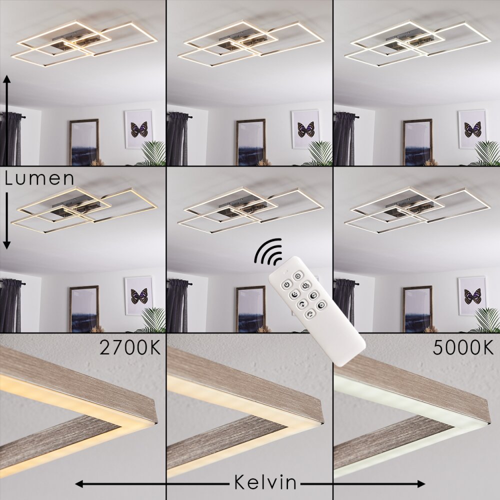 Cheka Plafoniera LED Alluminio, 3-Luci, Telecomando