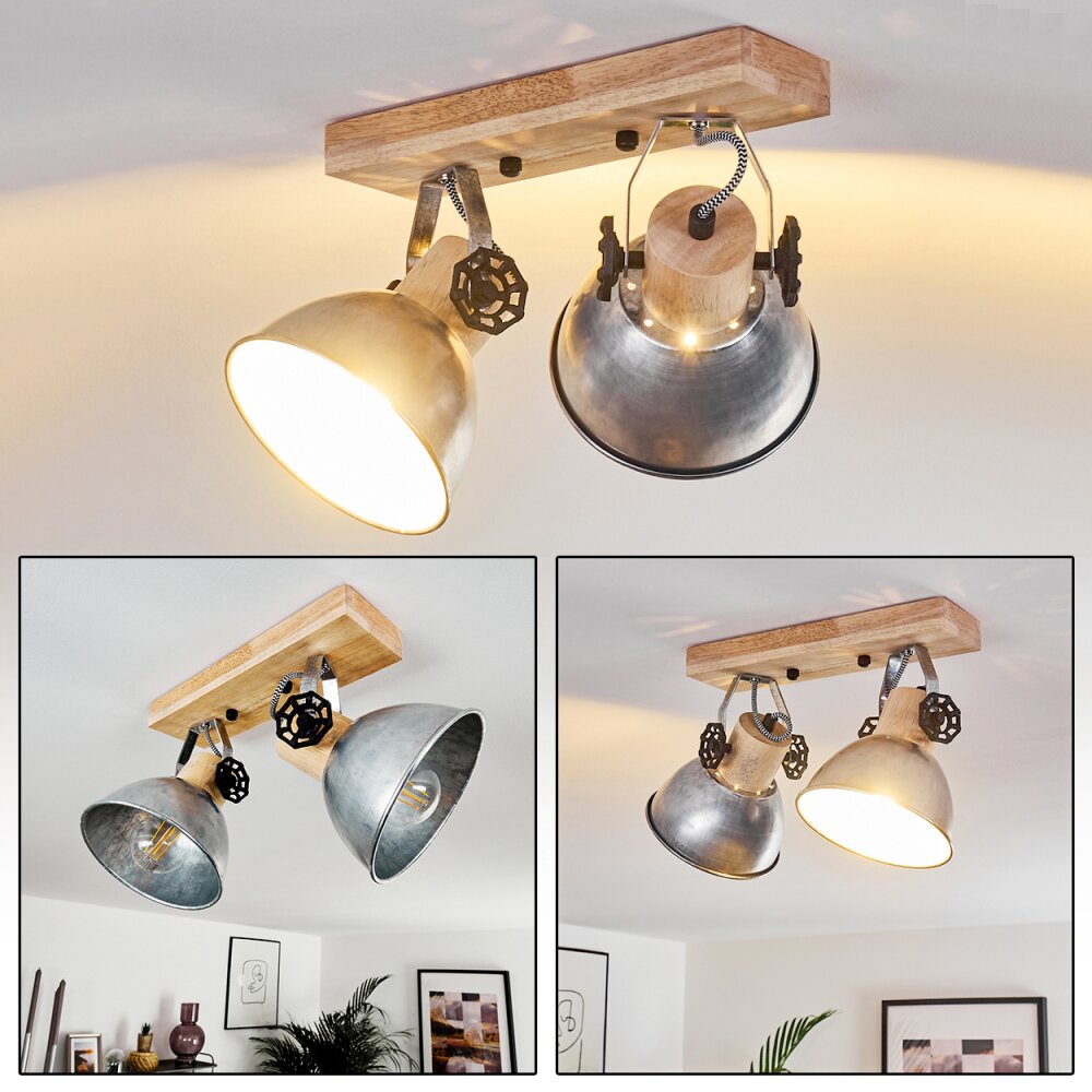 Orny Plafoniera Marrone, Zincato, 2-Luci main product photo