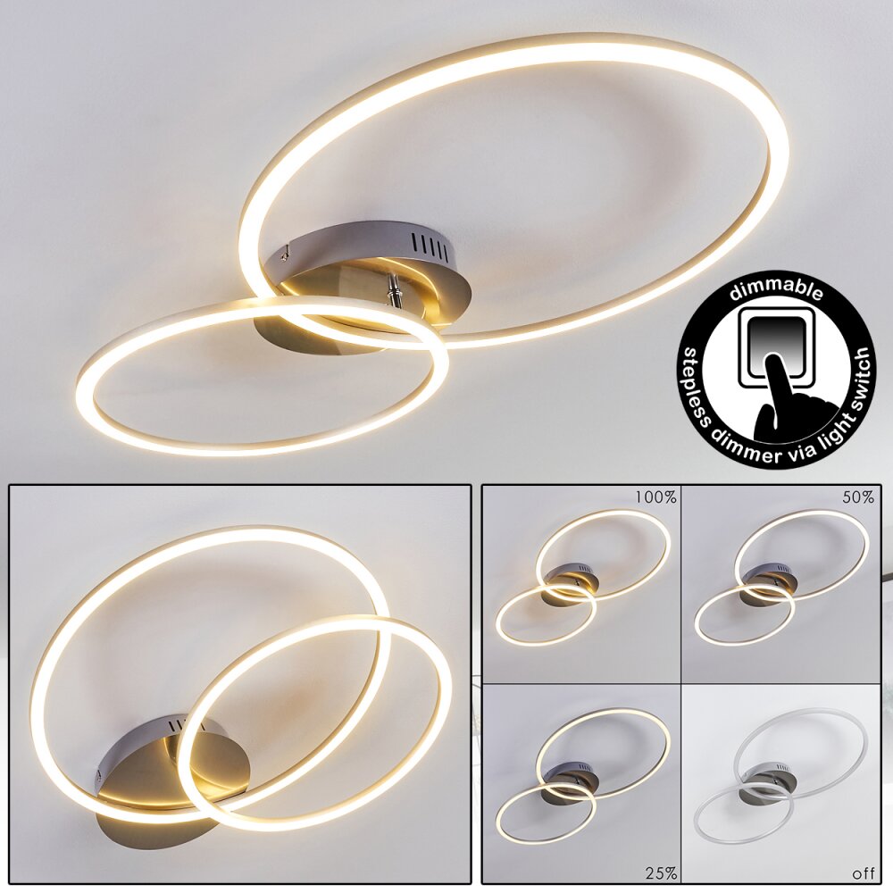 Johsa Plafoniera LED Nichel opaco, Argento, 2-Luci main product photo