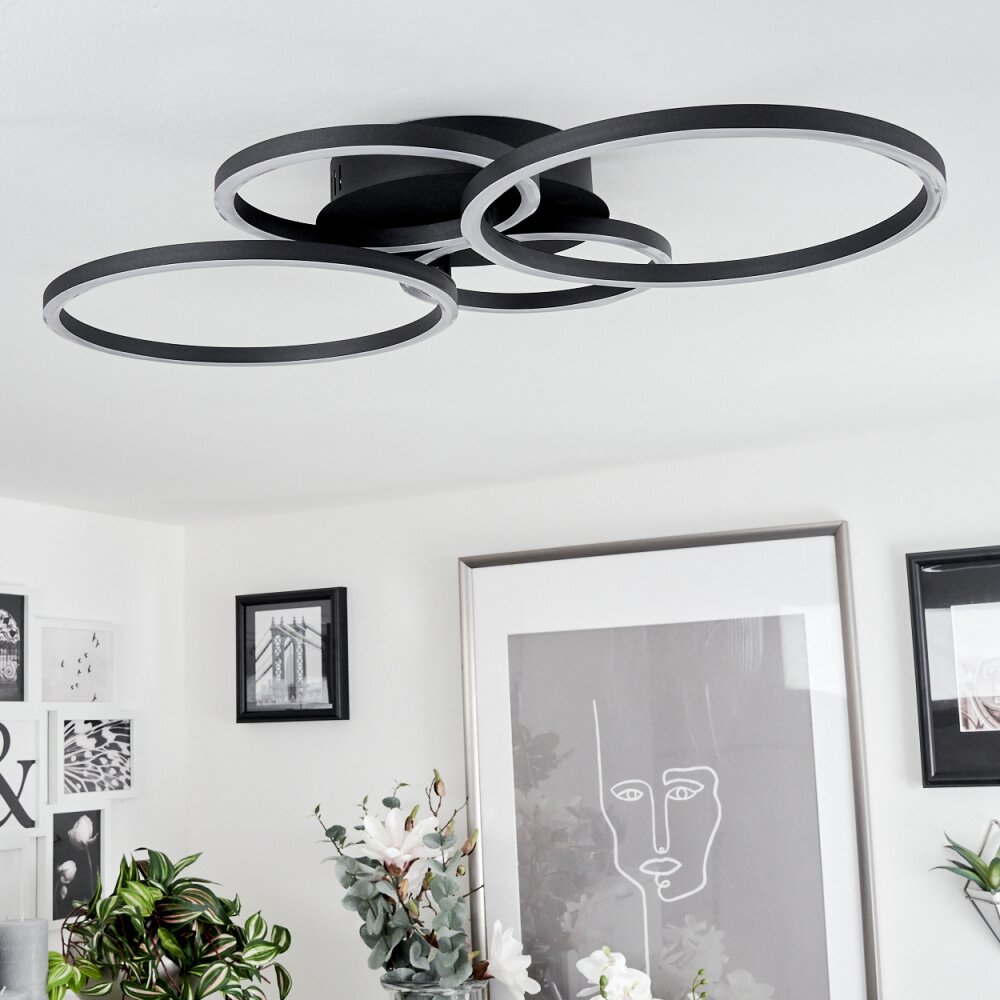 Malanje Plafoniera LED Nero, 4-Luci