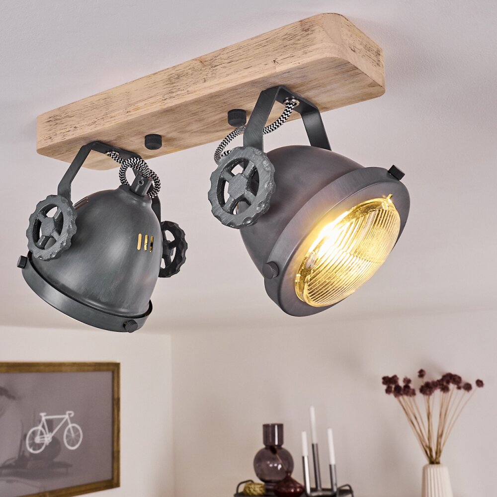 Herford Plafoniera Grigio, Legno chiaro, 2-Luci main product photo