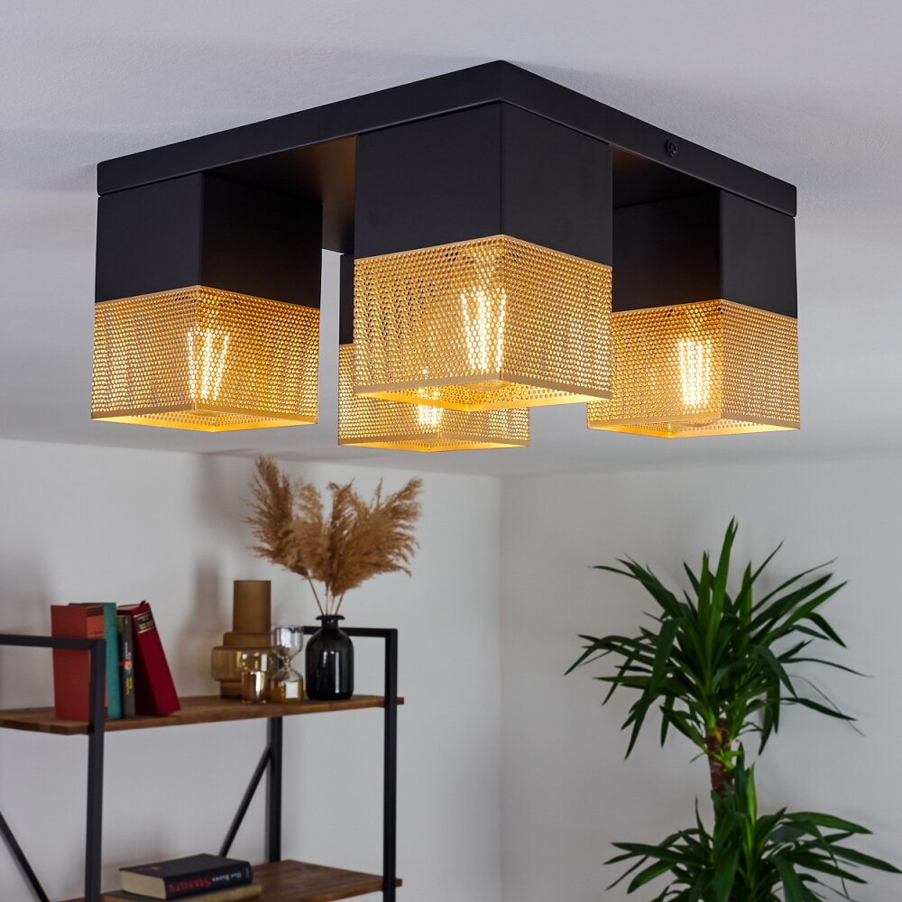 Armenie Plafoniera Oro, Ottone, Nero, 4-Luci main product photo