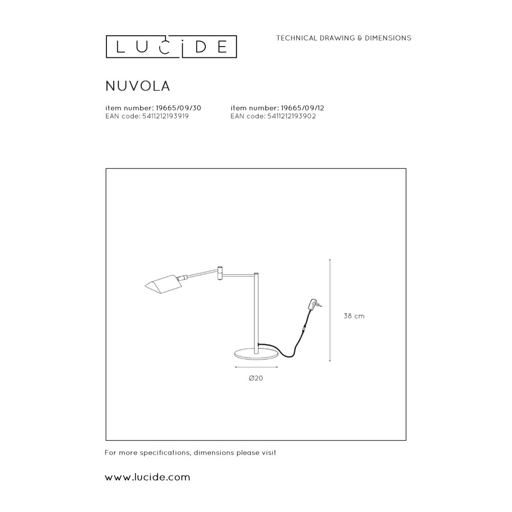 Lucide NUVOLA Lampada da scrivania LED Cromo, 1-Luce