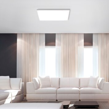 Leuchten-Direkt CANVAS Plafoniera LED Bianco, 1-Luce, Telecomando