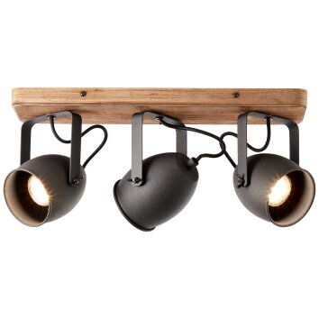 Brilliant CROWTON Plafoniera Legno scuro, Nero, 3-Luci