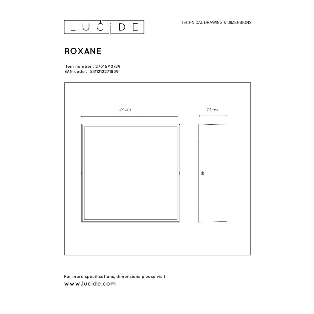 Lucide ROXANE Plafoniera LED Antracite, 1-Luce