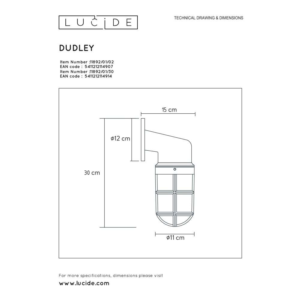 Lucide DUDLEY Applique da esterno Oro, Ottone, 1-Luce