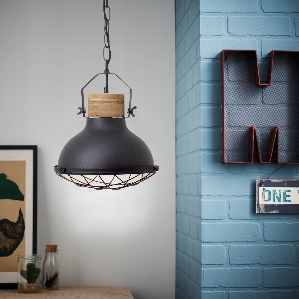 Brilliant Emma Lampada a Sospensione Legno chiaro, Nero, 1-Luce main product photo