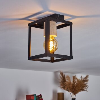 Turiza Plafoniera Legno scuro, Nero, 1-Luce