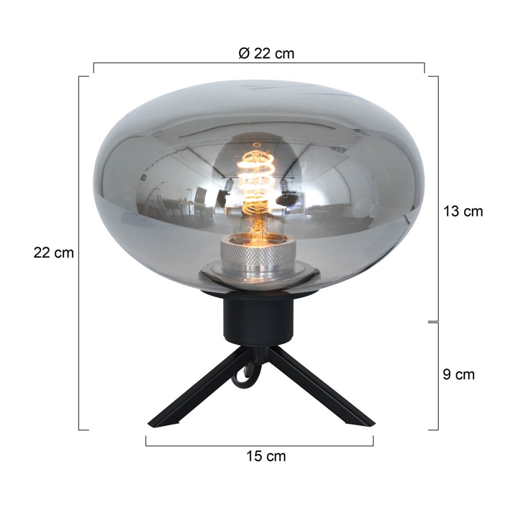 Steinhauer Reflexion Lampada da tavolo Grigio, Nero, 1-Luce