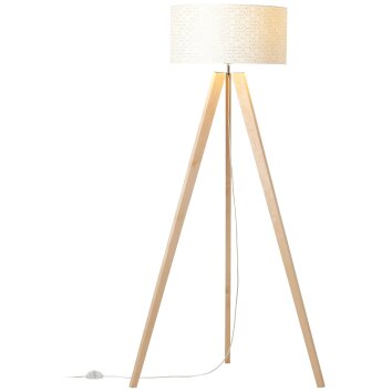 Lampada da terra Jimena bianco/ legno, in legno, con paralume in tessuto, H  164 cm, BRILLIANT