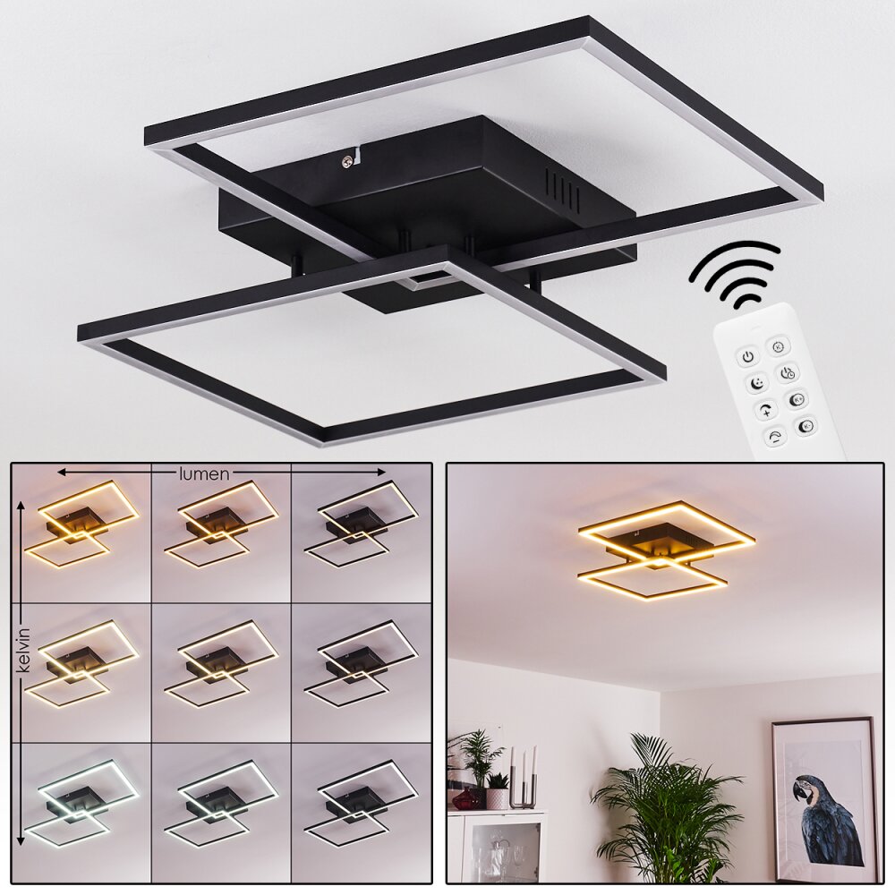 Cheka Plafoniera LED Nero, 2-Luci, Telecomando main product photo