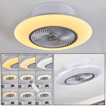 Nagoya ventilatore da soffitto LED Bianco, 1-Luce, Telecomando