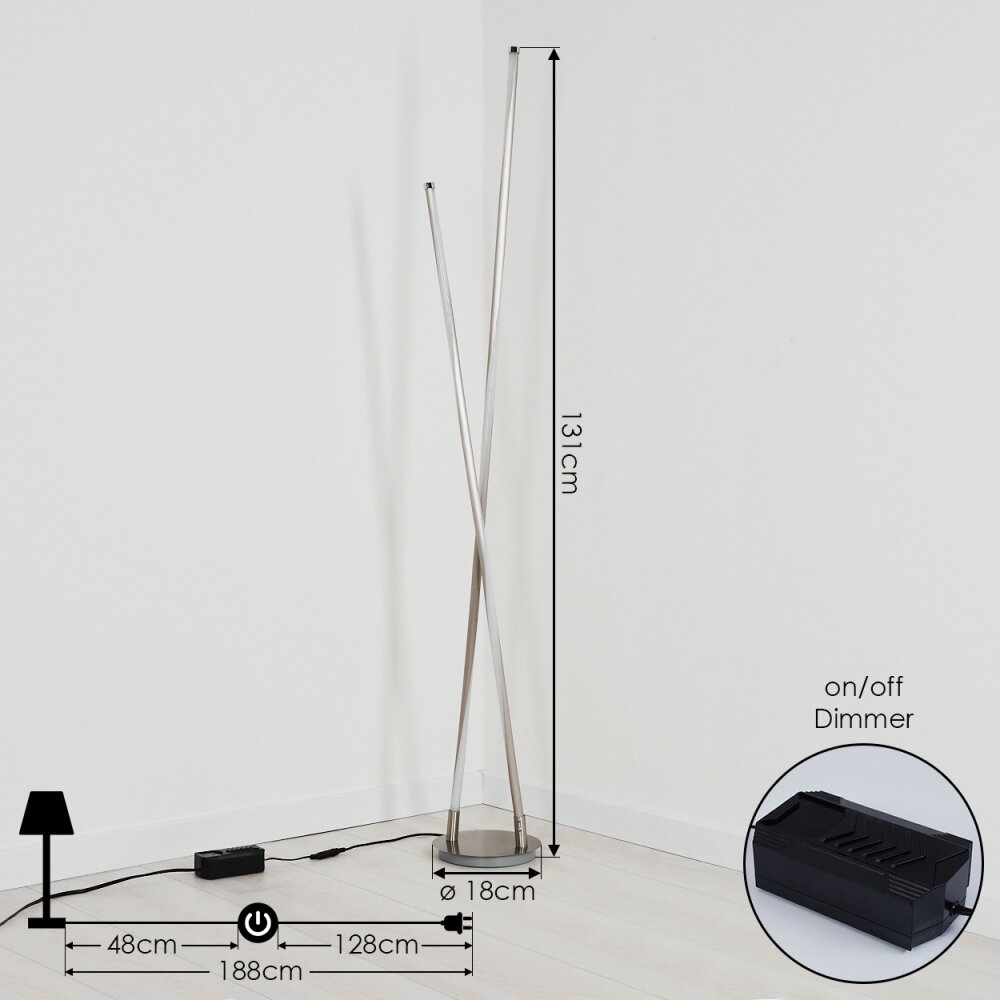 Concord Lampada da terra LED Argento, 1-Luce