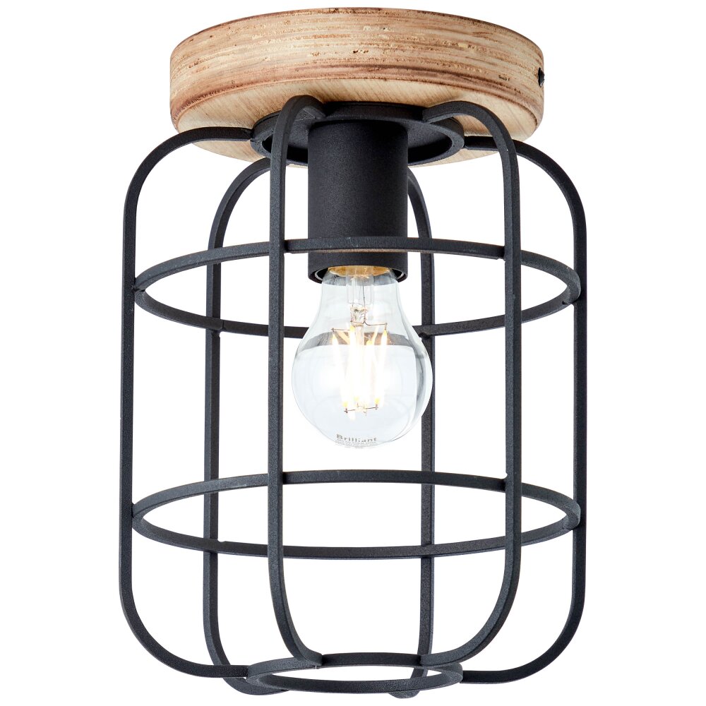 Brilliant Gwen Plafoniera Legno chiaro, Nero, 1-Luce main product photo