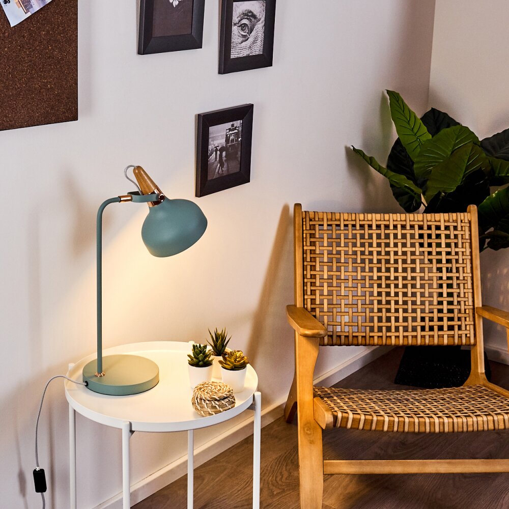 Breamo Lampada da tavolo Verde, Legno scuro, 1-Luce main product photo