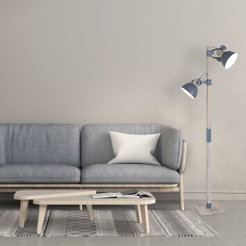 Steinhauer Gearwood Lampada da terra Grigio, Legno chiaro, 2-Luci