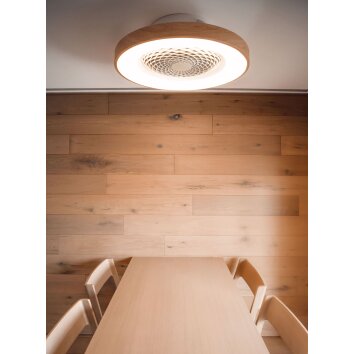 Mantra TIBET ventilatore da soffitto LED Legno scuro, Bianco, 1-Luce, Telecomando