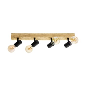 EGLO TOWNSHEND Faretto da soffitto Marrone, Nero, 4-Luci