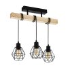 EGLO TOWNSHEND Plafoniera Marrone, Legno chiaro, Nero, 3-Luci