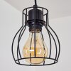 Gondo Lampadario a sospensione Legno scuro, Nero, 4-Luci