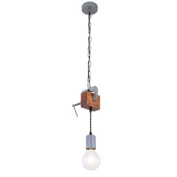 Globo LUDI Lampadario a sospensione Grigio, Legno scuro, 1-Luce