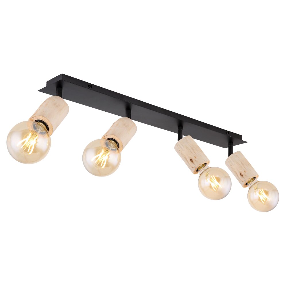 Globo JOSEBA faretto Legno chiaro, Nero, 4-Luci main product photo