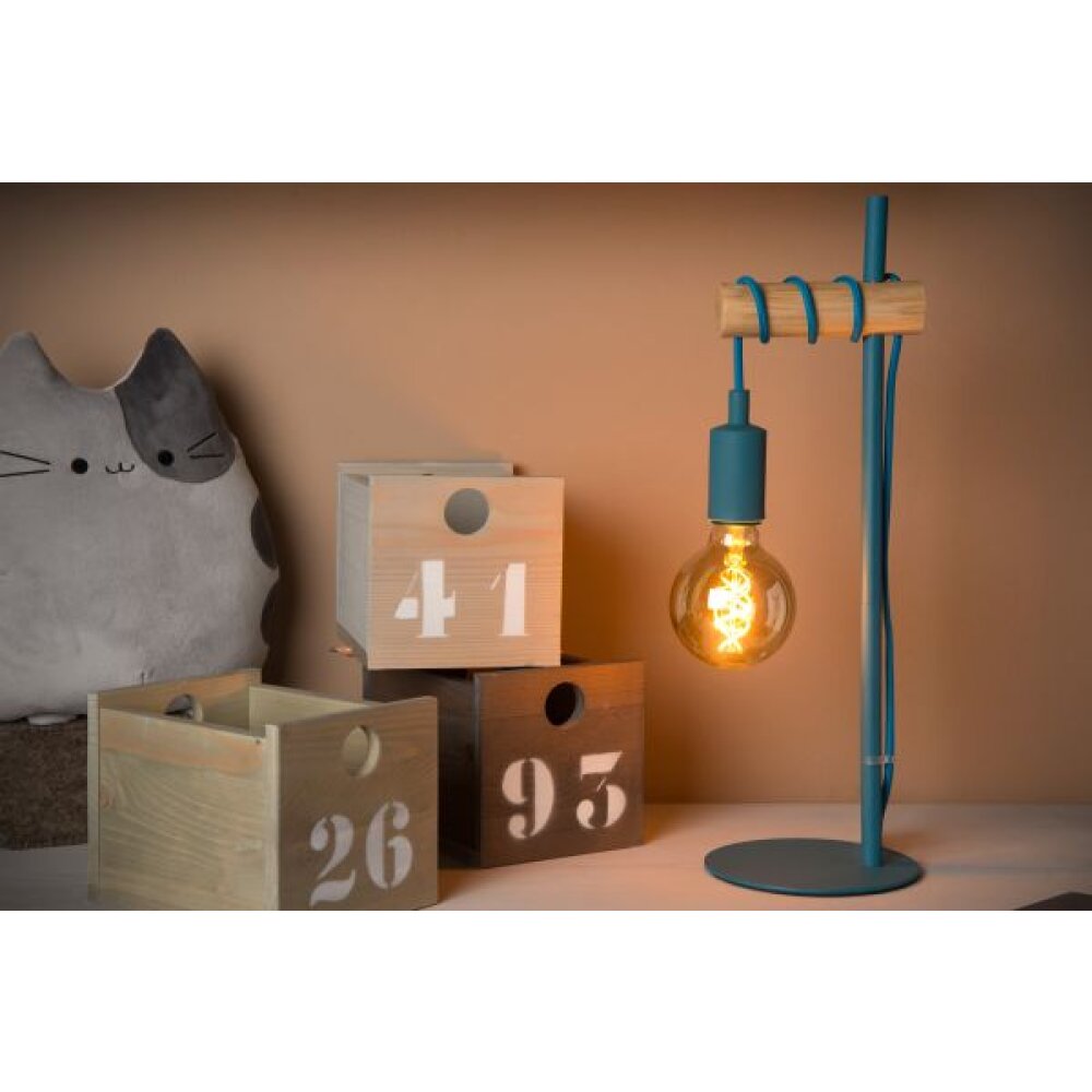Lucide Pola Lampada da tavolo Blu, Legno chiaro, 1-Luce main product photo