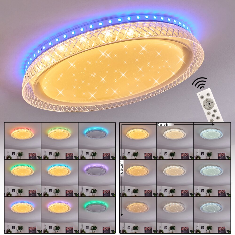 Fondaco Plafoniera LED Bianco, 1-Luce, Telecomando, Cambia colore main product photo