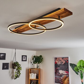 Pompu Plafoniera LED Legno scuro, Nero, 2-Luci