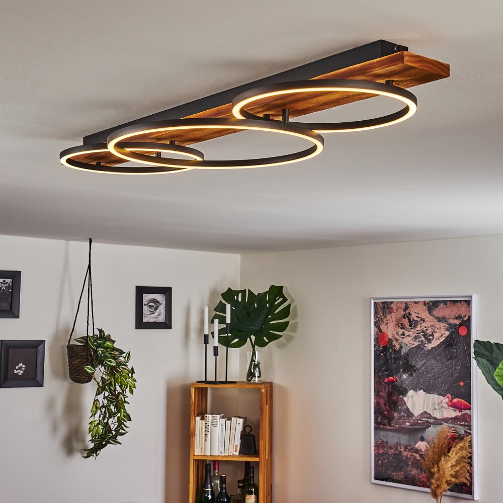 Pompu Plafoniera LED Legno scuro, Nero, 3-Luci main product photo