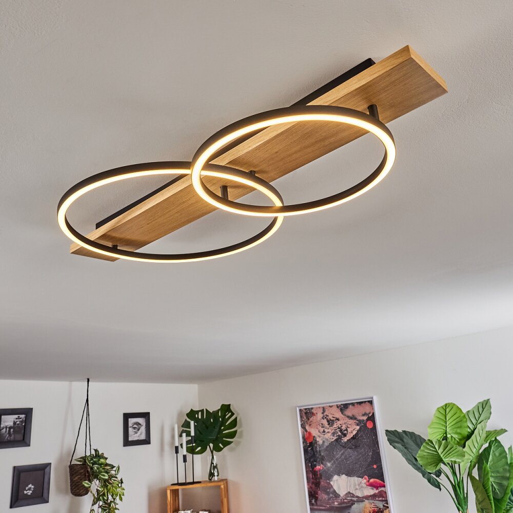 Pompu Plafoniera LED Legno chiaro, Nero, 2-Luci main product photo