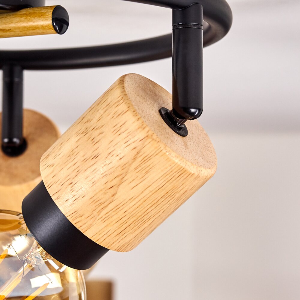 Sezze Plafoniera Legno chiaro, Nero, 3-Luci