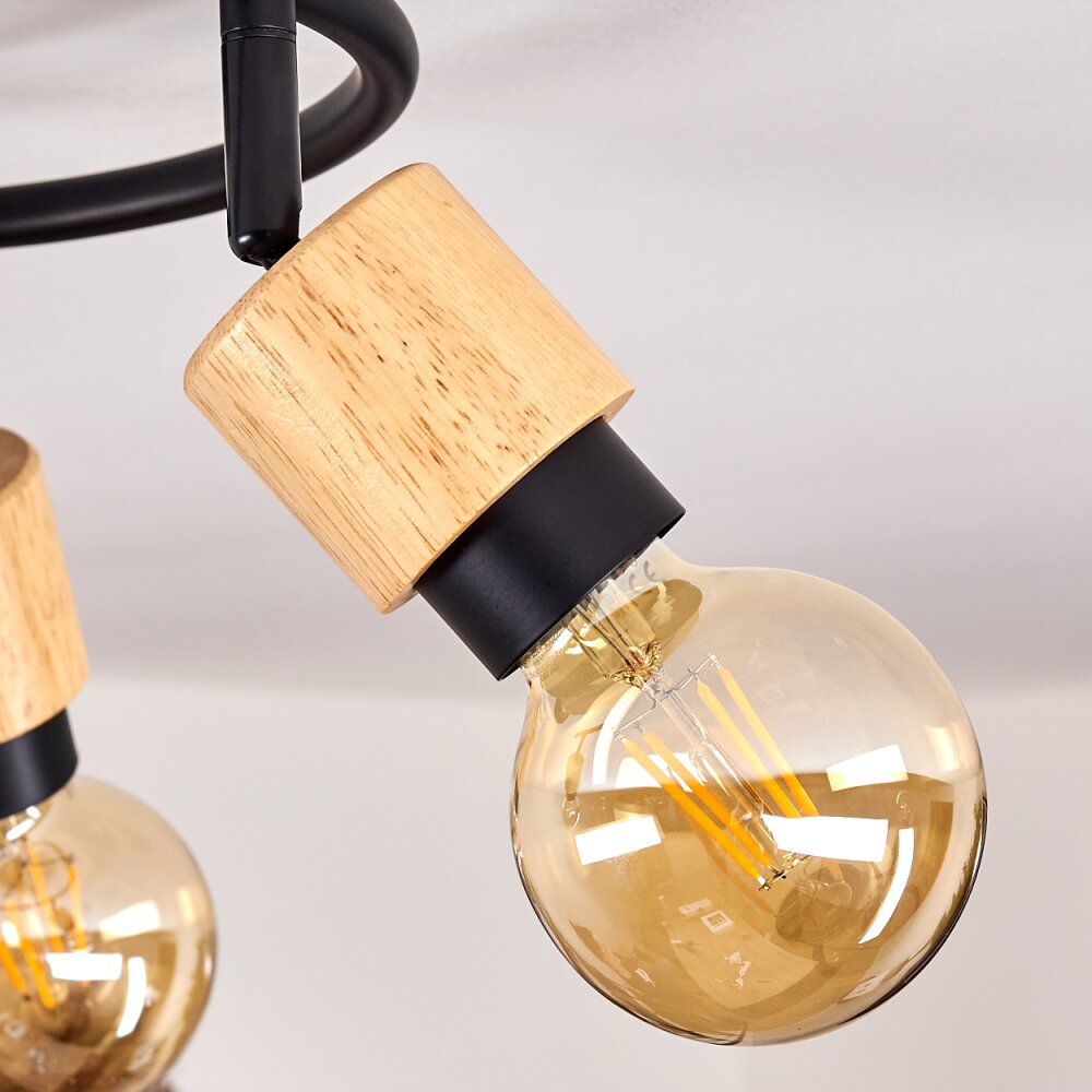 Sezze Plafoniera Legno chiaro, Nero, 3-Luci