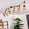 Sezze Plafoniera Legno chiaro, Nero, 6-Luci