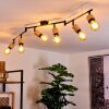 Sezze Plafoniera Legno chiaro, Nero, 6-Luci