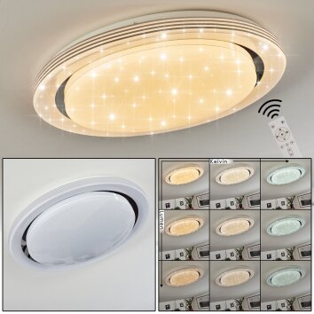 Laganadi Plafoniera LED Cromo, 1-Luce, Telecomando, Cambia colore