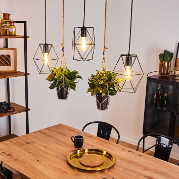 Taheramo Lampadario a sospensione Legno scuro, Nero, 3-Luci Taheramo Lampadario a sospensione Legno scuro, Nero, 3-Luci