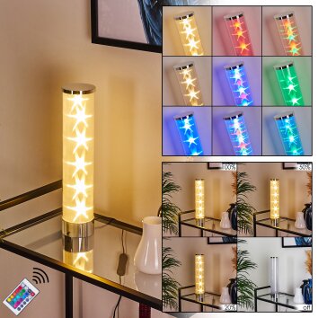 Hatara Lampada da tavolo LED Cromo, 1-Luce, Telecomando, Cambia colore