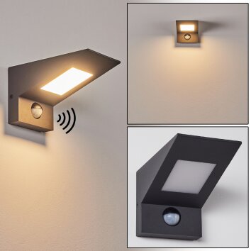 Matlava Applique da esterno LED Antracite, Bianco, 1-Luce, Sensori di movimento