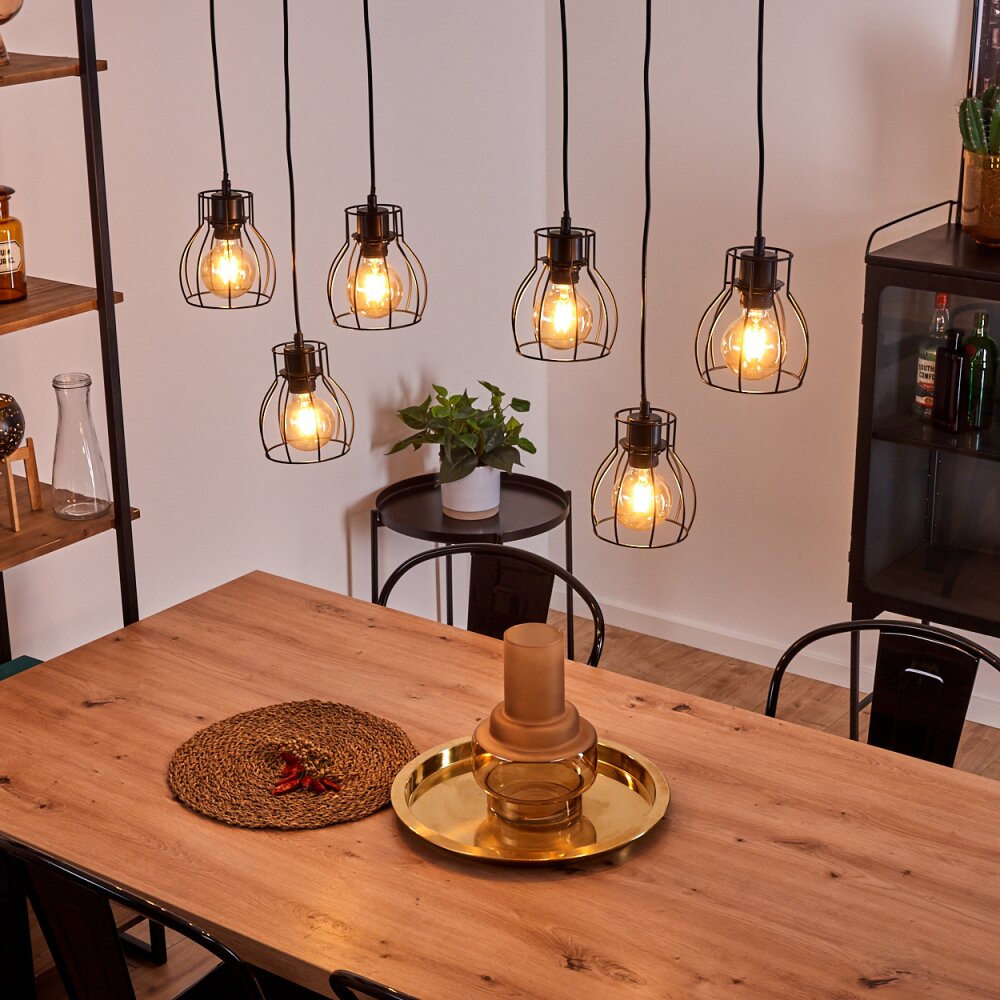 Gondo Lampada a Sospensione Legno chiaro, Nero, 6-Luci main product photo