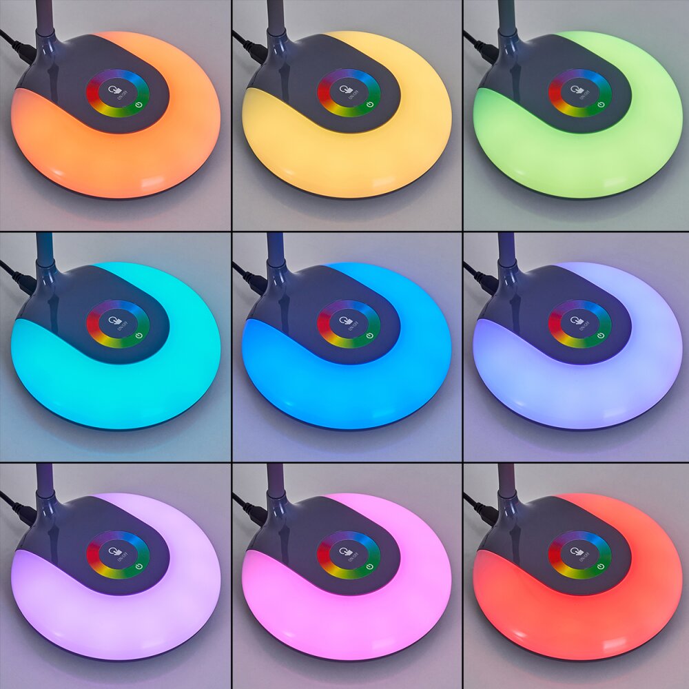 Paphos Lampada da tavolo LED Nero, 1-Luce, Cambia colore