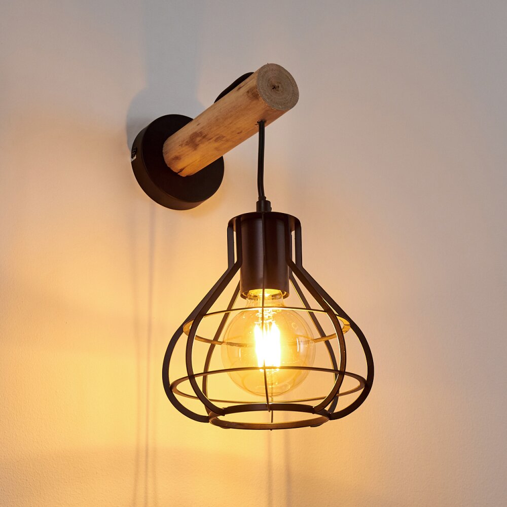 Gainesville Applique Legno chiaro, Nero, 1-Luce