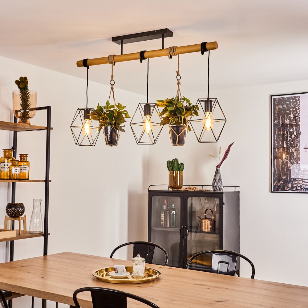 Taheramo Lampada a Sospensione Legno chiaro, Nero, 3-Luci main product photo