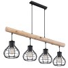 Globo CLASTRA Lampadario a sospensione Legno scuro, Nero, 4-Luci