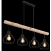 Globo CLASTRA Lampadario a sospensione Legno scuro, Nero, 4-Luci